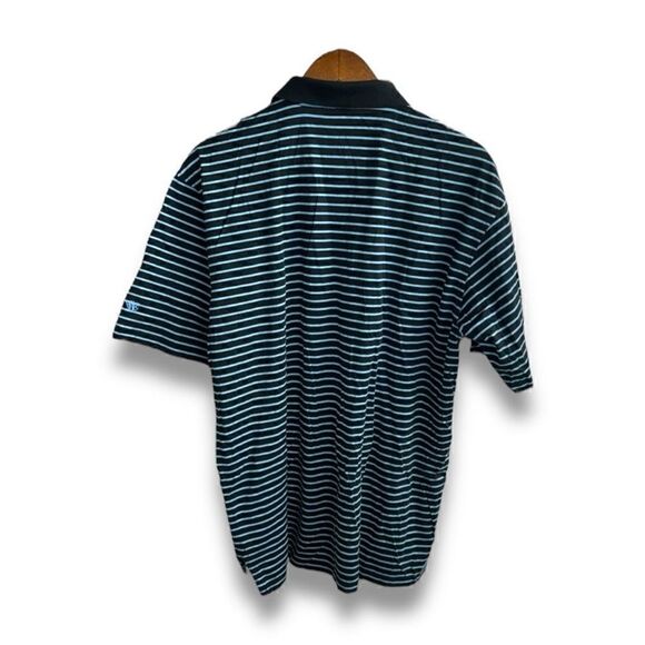 Black and Blue Striped Peter Millar Crown Crafted Golf Polo Shirt Size M - Picture 8 of 10